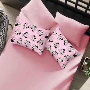 Jogo de Cama Casal Mickey & Minnie Disney Malha 100% Algodão