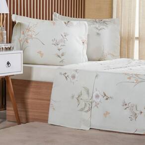 Jogo de Cama Queen 4 Pçs 200 Fios 100% Algodão 160x200x35cm