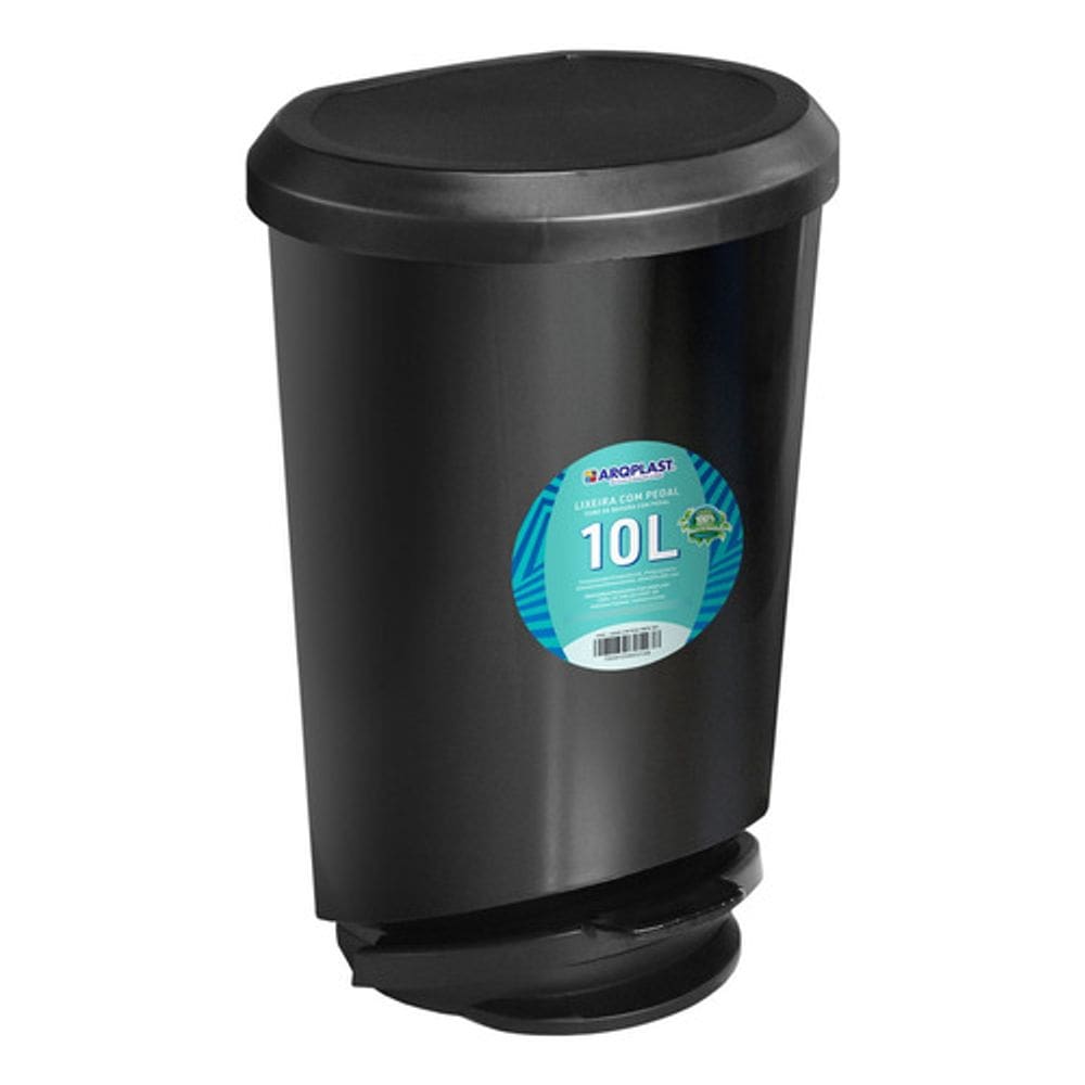 Lixeira De Piso Oval Plastico Com Pedal 10l 38x20x25cm