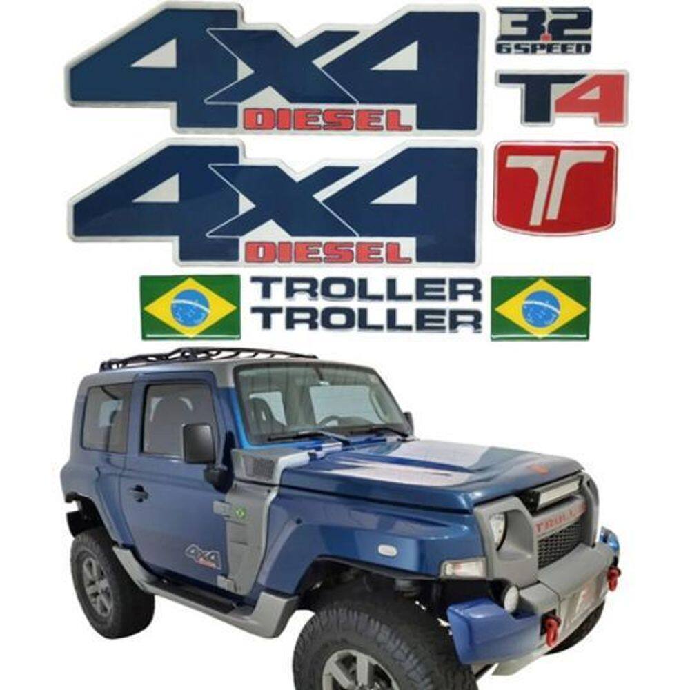 Adesivos Troller T4 3.2 4X4 Diesel Resinado 20152018 Trr035