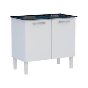 Gabinete com Tanque Flat 89,3x56,9x54,5cm Branco e Preto Cozimax
