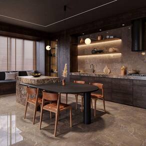 Porcelanato Marble Sorrento Mate Retificado 595x1195cm Caixa 213m² 7mm Marrom Roca