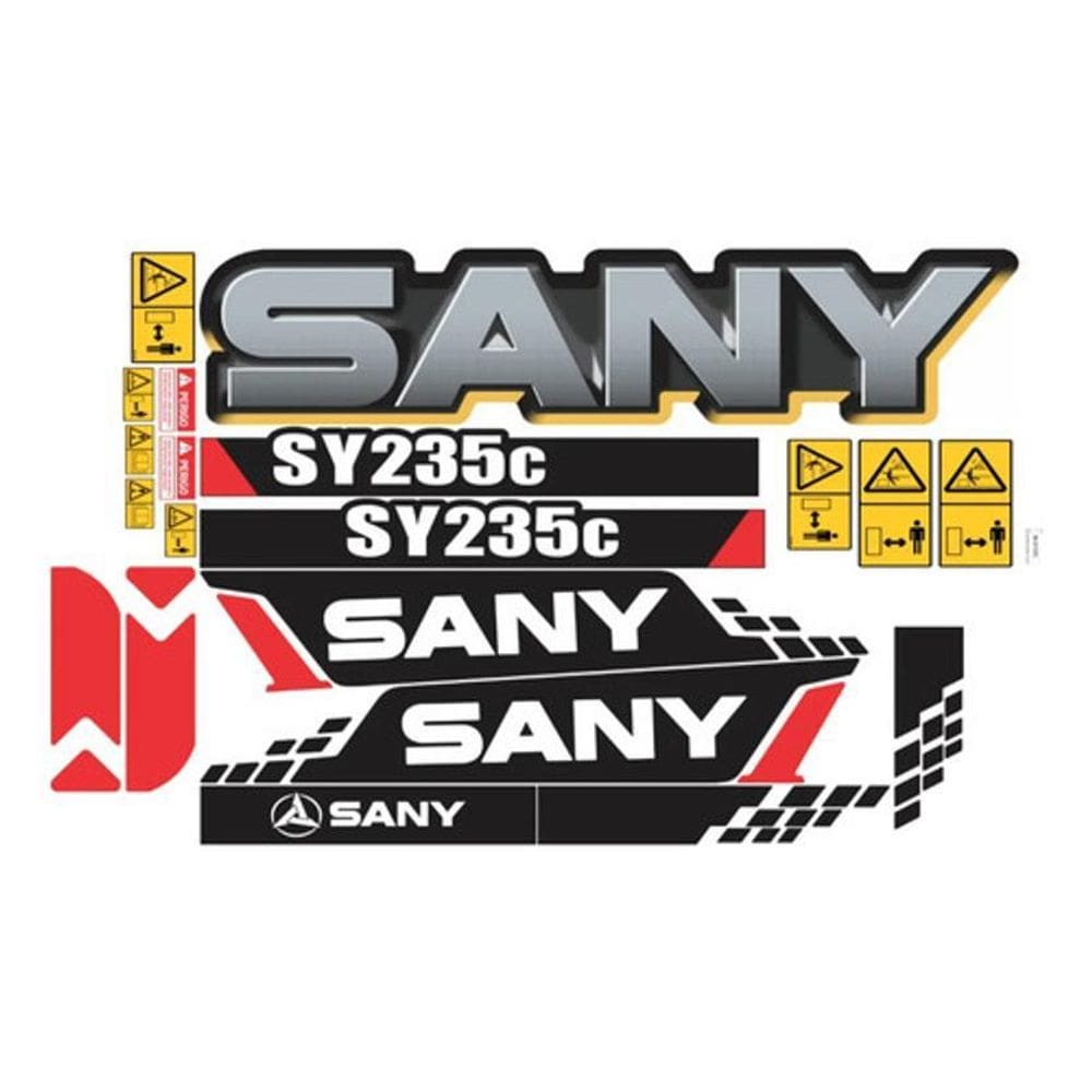 Kit Adesivo Escavadeira Hidráulica Sany Sy235C + Etiqueta Mk