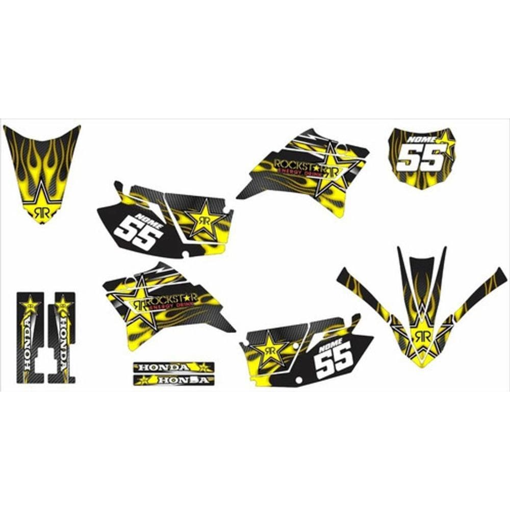 Kit Adesivo Moto Cross Trilha Ttr 230 Rockstar Fogo Lm191