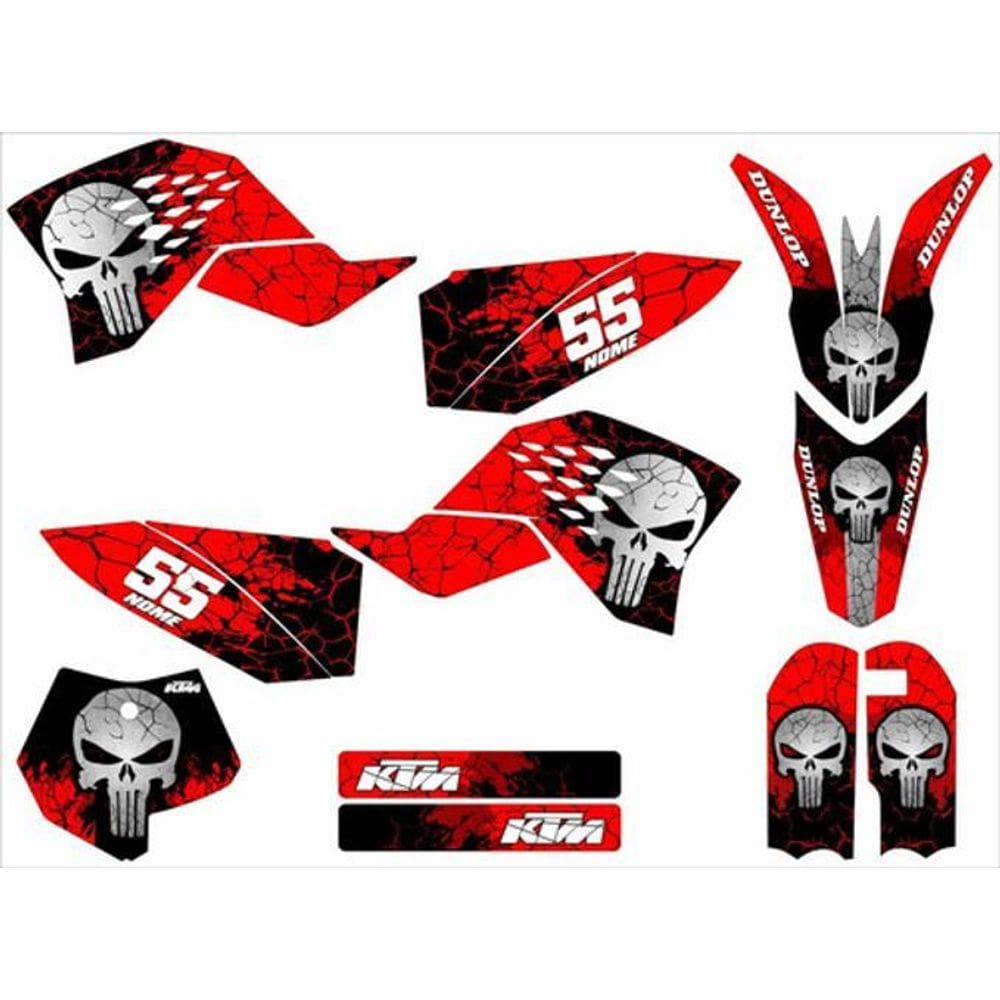 Adesivo Moto Cross Trilha Ktm 50 Sx 09-15 Caveira Lm083