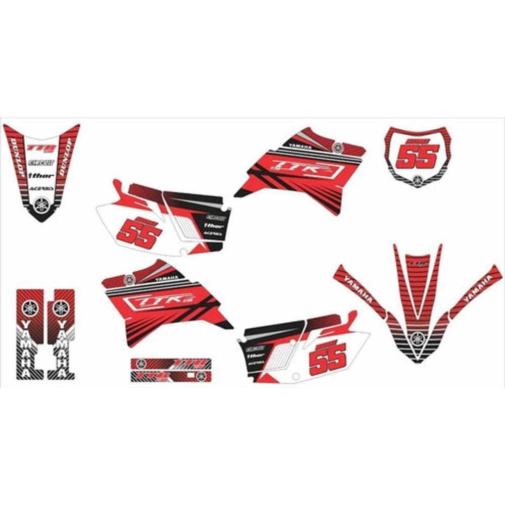 Kit Adesivo Moto Cross Trilha Ttr 230 Preto Vermelho Lm153