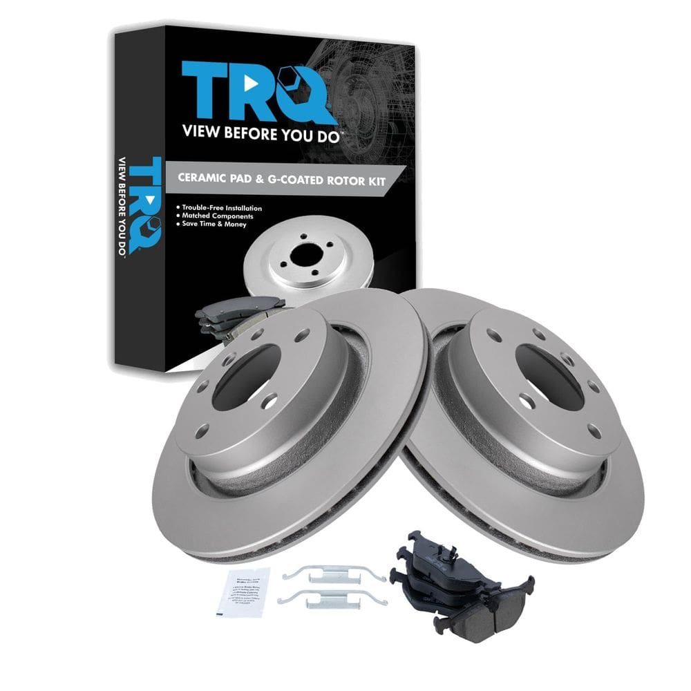 Kit de pastilhas de freio e rotor TRQ compatível com traseira BMW 323Ci 323i 328Ci 328i 2000