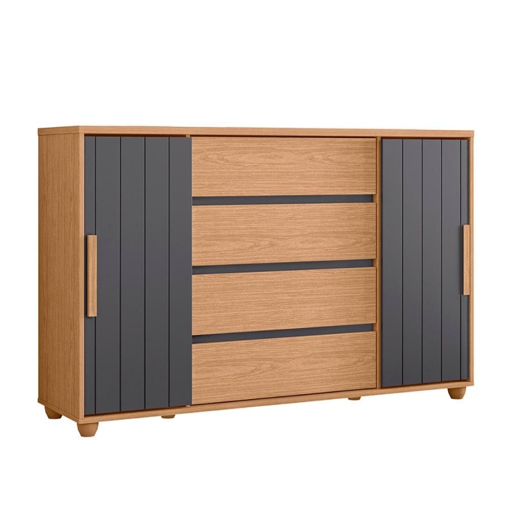 Cômoda Quarto Evidenza com 4 Gavetas e 2 Portas de Correr