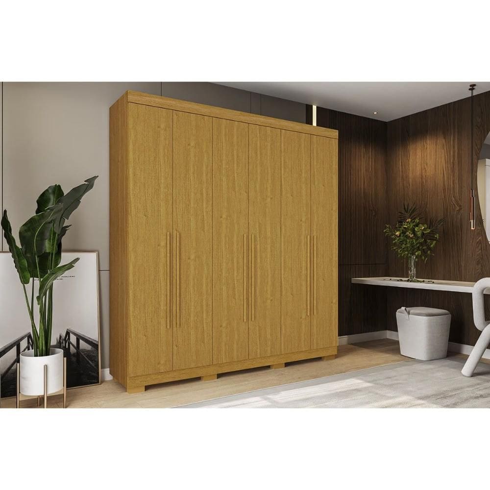Guarda Roupa Casal 6 Portas e 3 Gavetas Ágata Cinamomo - ACP
