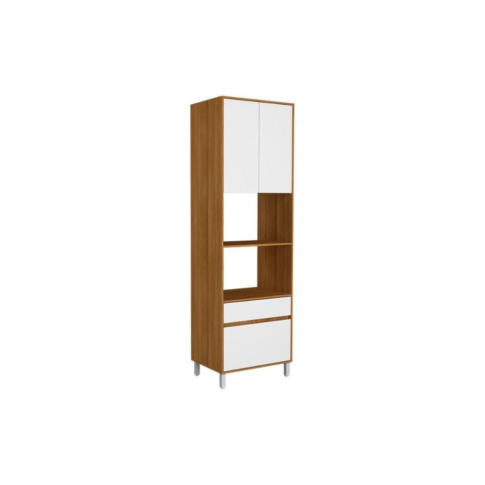 Paneleiro de Cozinha Denver PH 3114 Torre Quente c/ 2 Portas 2 Gavetas e 2 Nichos p/ Forno 70cm Freijo Rocks/Branco - Herval