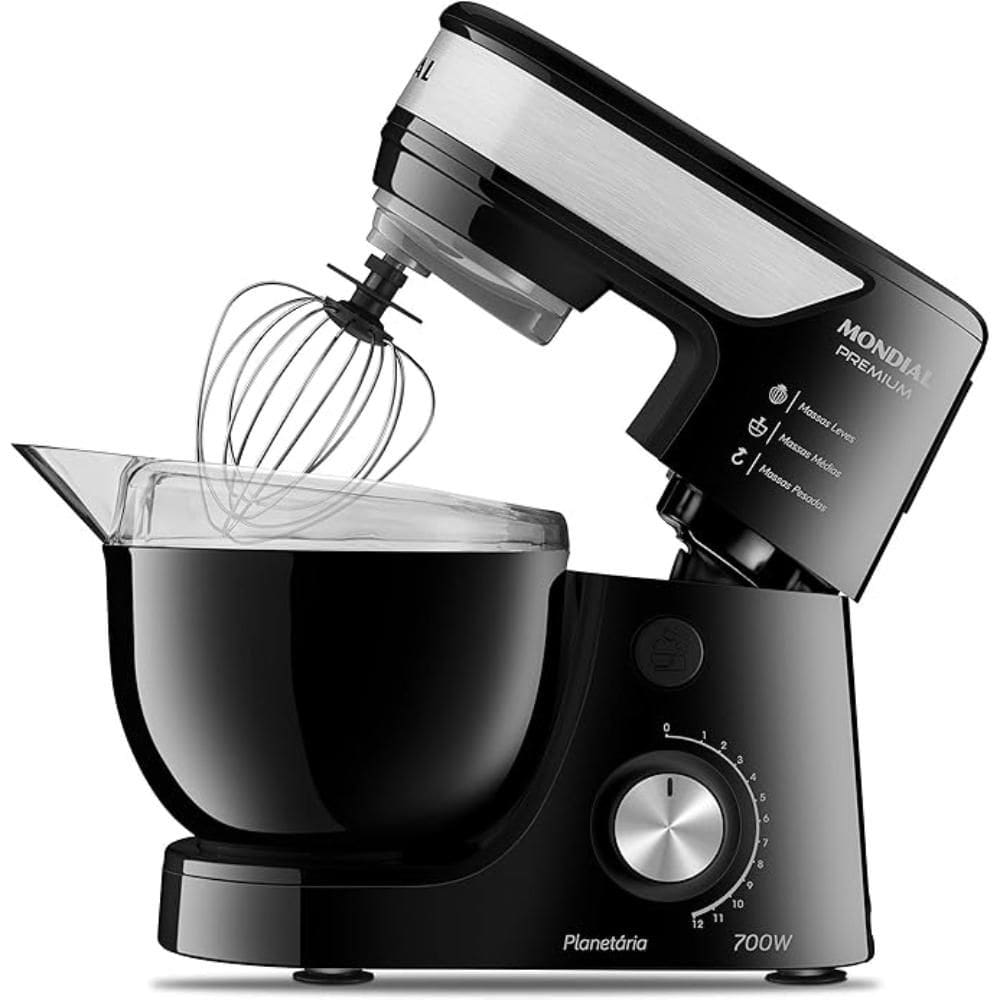 Batedeira Planetária Mondial Premium 12 Velocidades 700W Preto/Inox 220V - BP-01P-B