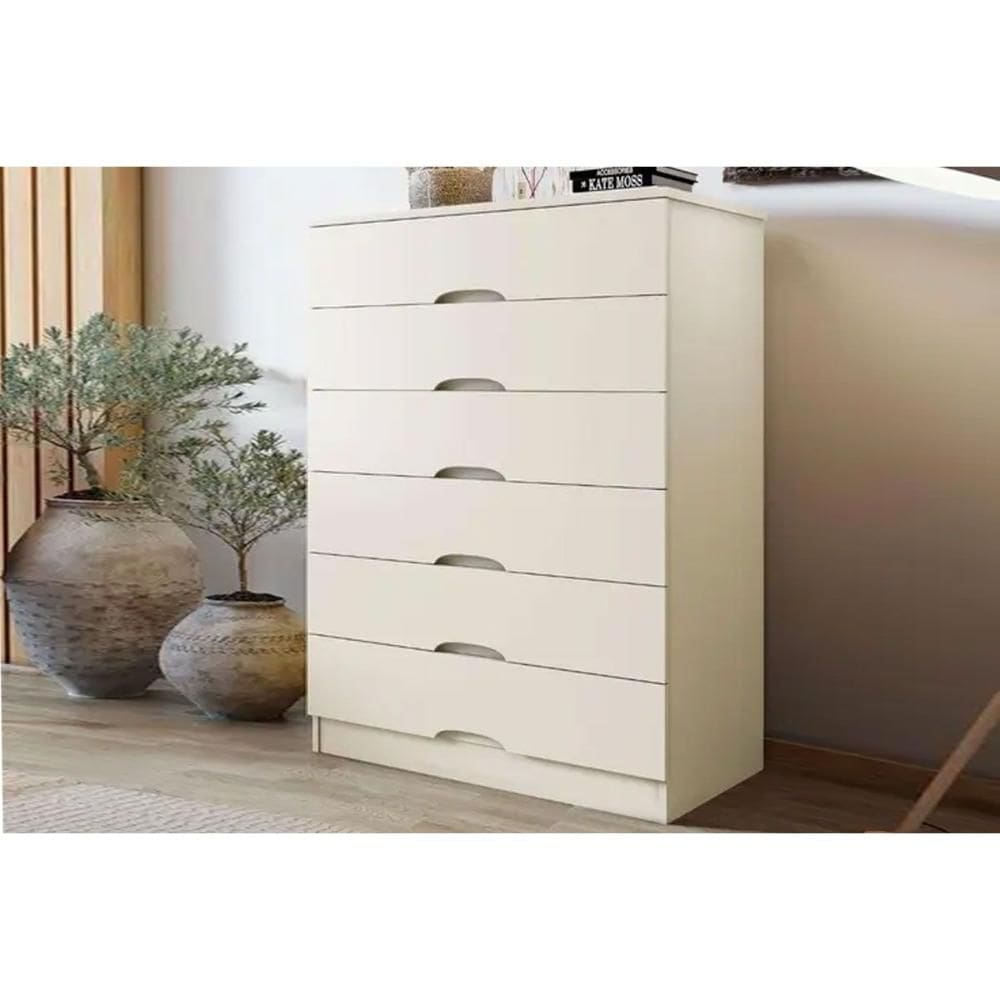 Cômoda de Quarto Sevilha c/ 6 Gavetas Off White - Europa