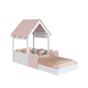 Cama Montessoriana Infantil Casa Solteiro Branco/Rosa - Completa Móveis