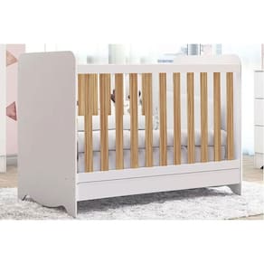 Berço Infantil Ben 3 em 1 Branco/Amendoa - Peroba