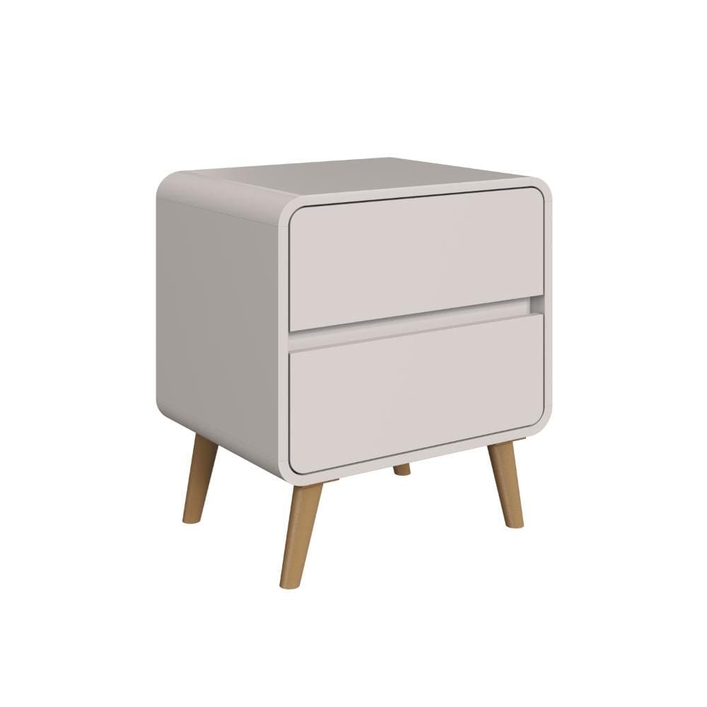 Mesa de Cabeceira 2 Gavetas Linha Curve Bege Dunas – Completa Móveis