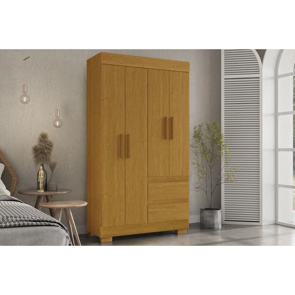 Guarda Roupa Solteiro 4 Portas e 2 Gavetas Maya Cinamomo - ACP