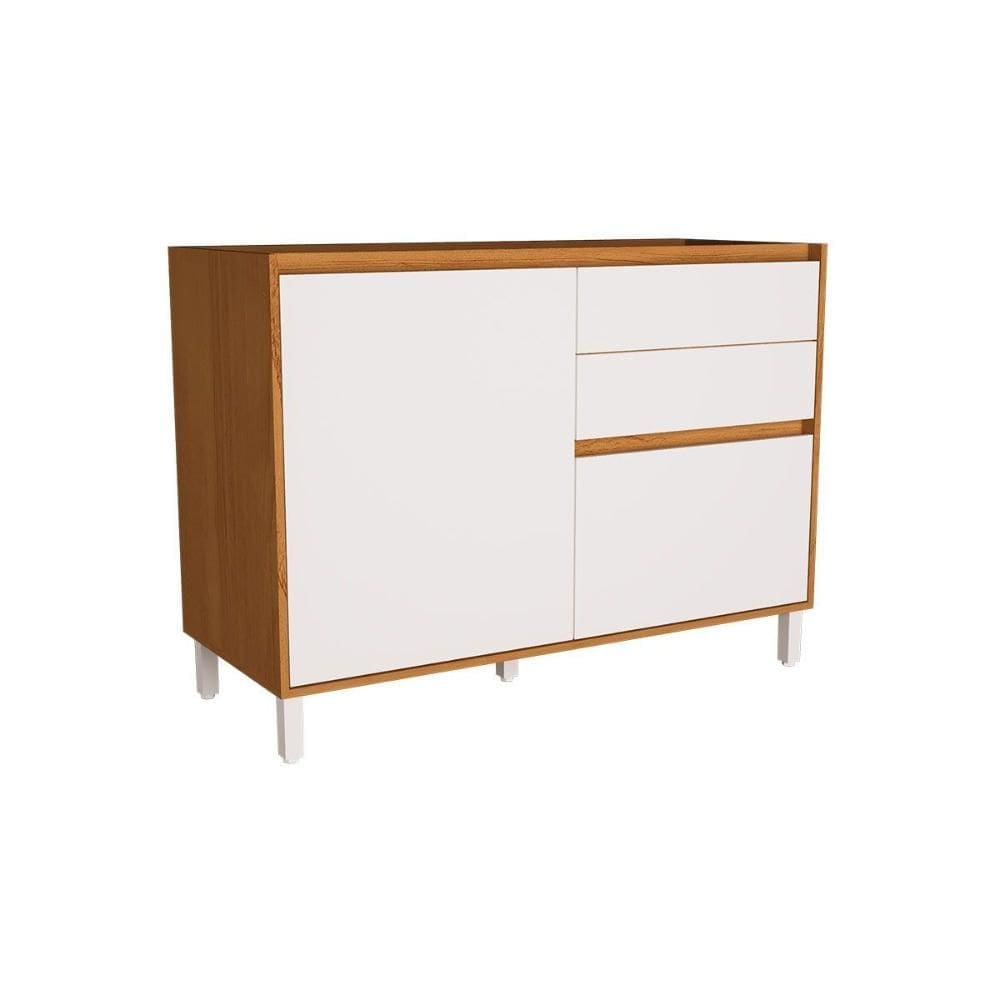 Balcão de Cozinha Denver PH 3110 c/ 1 Porta 1 Porta Tempero e 2 Gavetas s/ Tampo 120cm Freijo Rocks/Branco - Herval