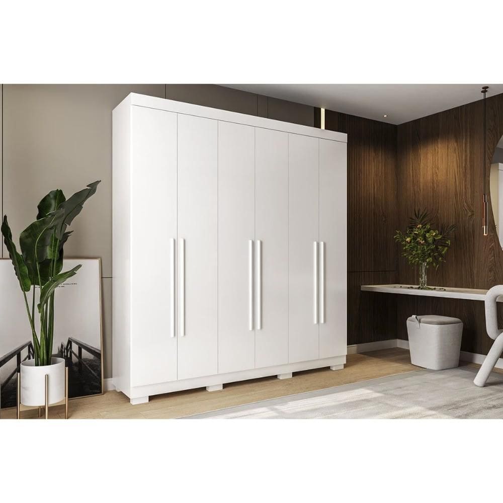 Guarda Roupa Casal 6 Portas e 3 Gavetas Ágata Branco - ACP