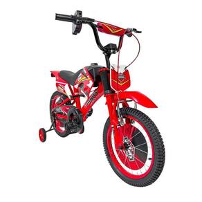 Bicicleta Moto Cross Vermelho Aro 16 Com Rodinha E Paralama