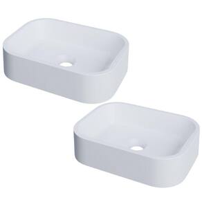 Kit 02 Cubas De Apoio Retangular Para Banheiro Lavabo C01 Br37w Branca Matte Fosca - Lyam