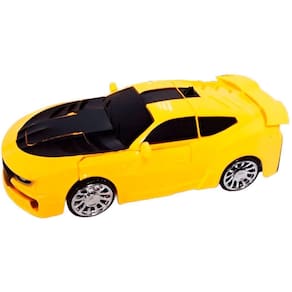 Carro Robô Brinquedo Elétrico Amarelo Transformers Som Leds