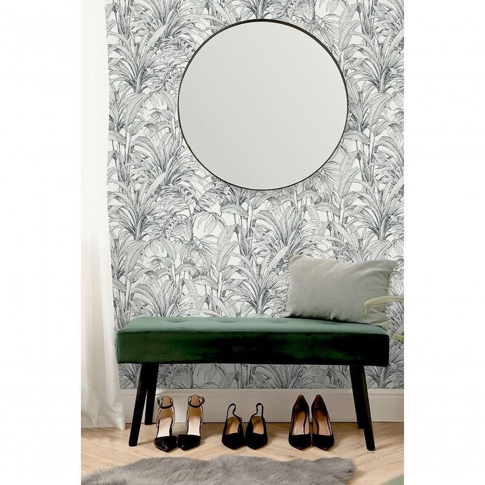 Papel De Parede Muse Folhagem Preto E Branco A51401