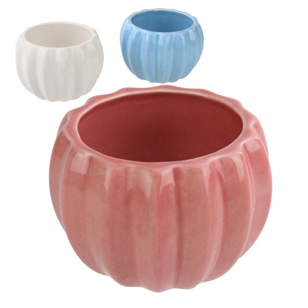 Vaso Decorativo de Cerâmica 9cm Canelado Color - Tudo em Caixa