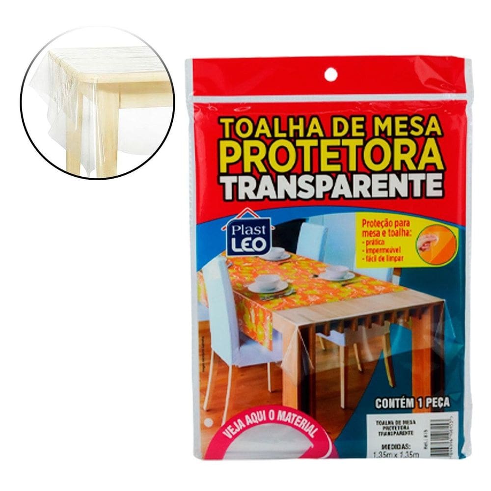 Toalha de Mesa 135x135cm Cristal Transparente - Tudo em Caixa