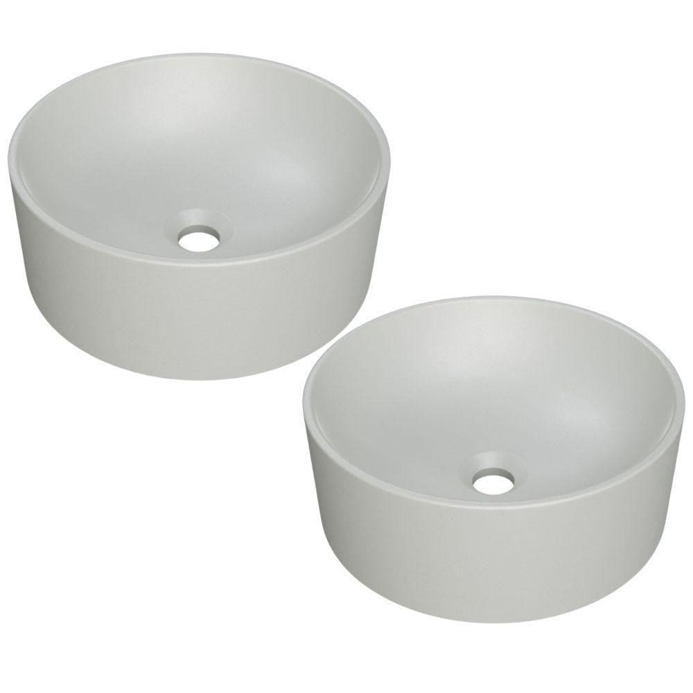 Kit 02 Cubas De Apoio Redonda Para Banheiro Lavabo C01 Bl34w Cinza Matte Fosca - Lyam