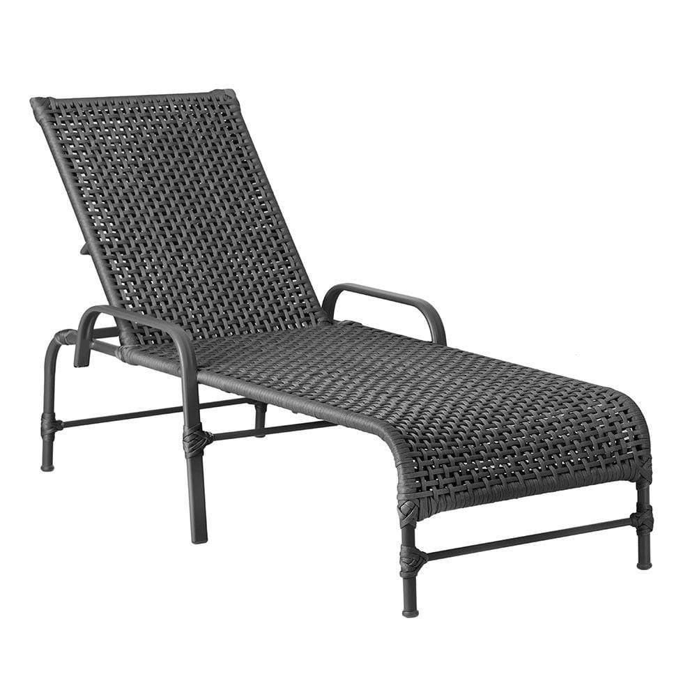 Espreguiçadeira Catar Corda Náutica Alumínio Jardim Piscina Preto