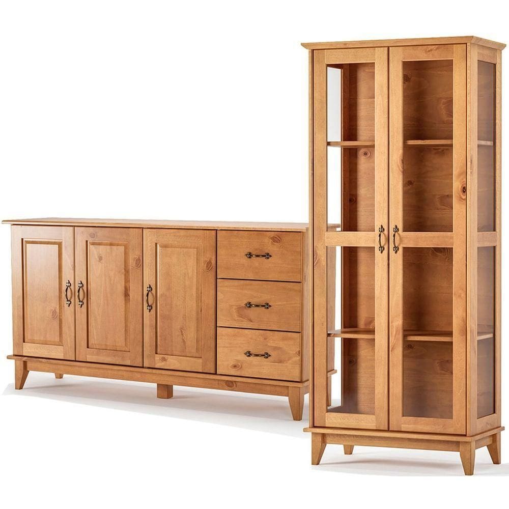 Buffet Aparador 3 Portas 3 Gav. 156 Cm E Cristaleira 2 Portas Bella Slim Carvalho Fosco