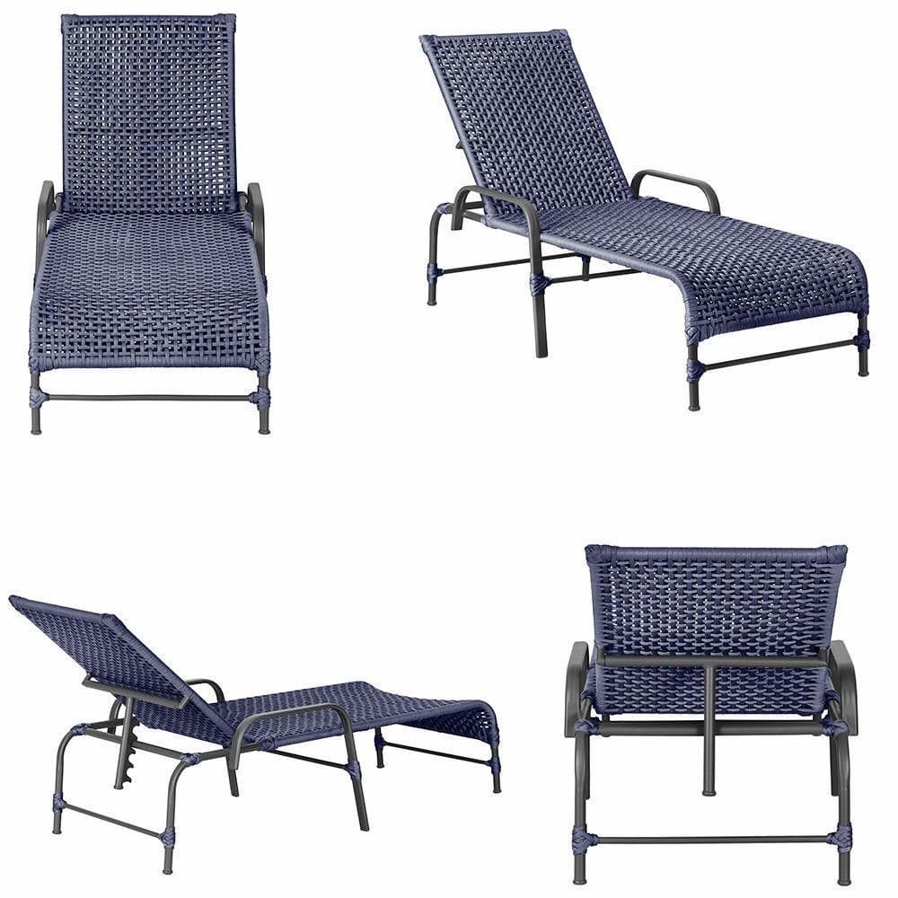 Espreguiçadeira Catar Corda Náutica Alumínio Jardim Piscina Azul