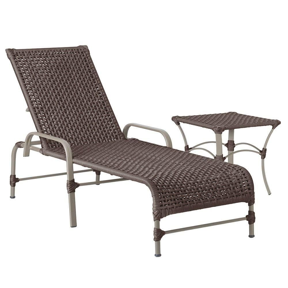 Espreguiçadeira Catar Mesa Corda Náutica Piscina Alumínio Marrom