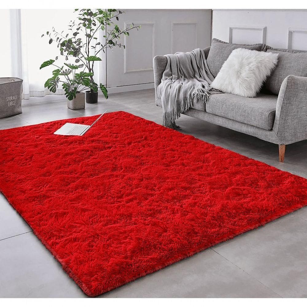 Tapete Sala Felpudo Peludo Vermelho 200 X 300 Cm