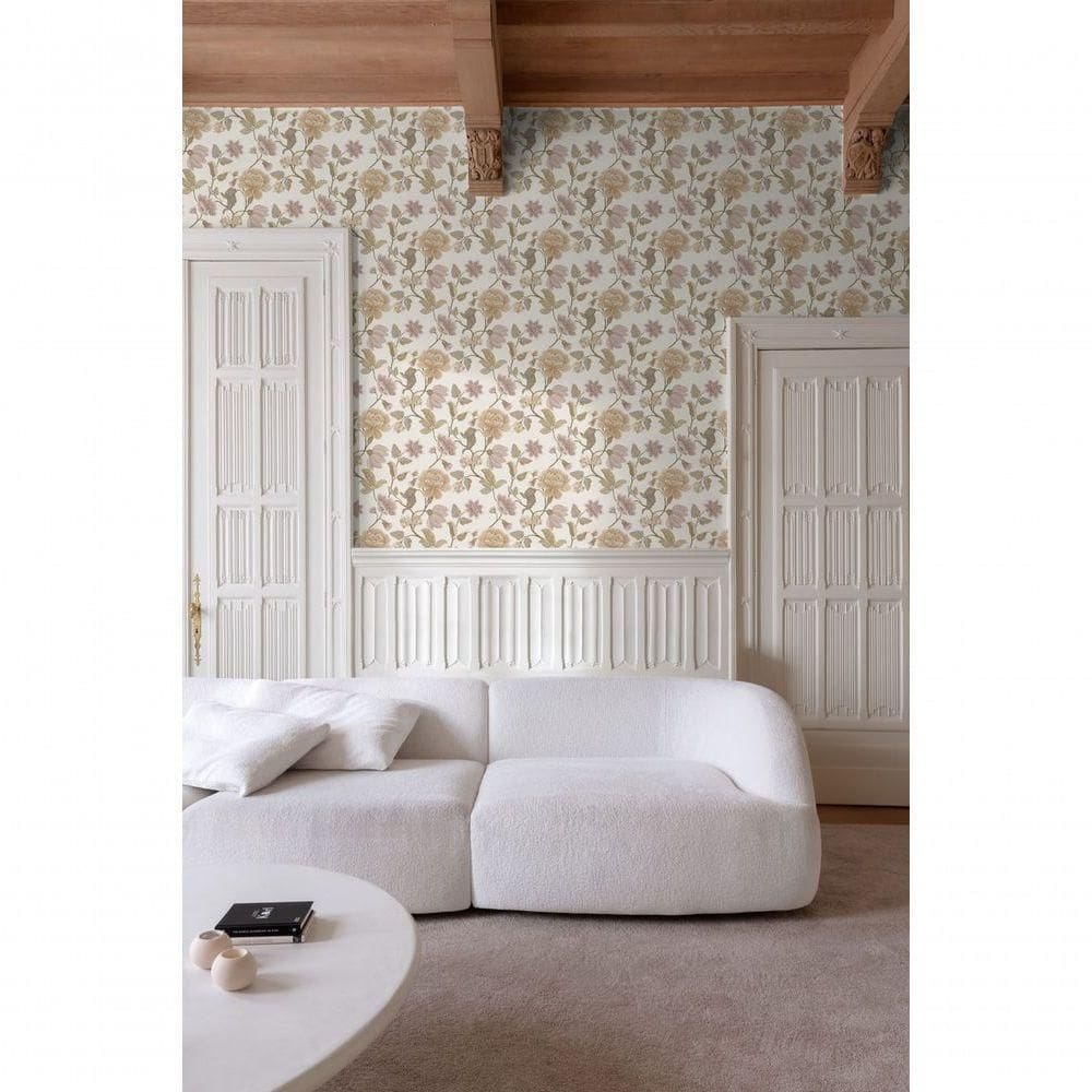 Papel De Parede Icon Floral Bege Ic3101