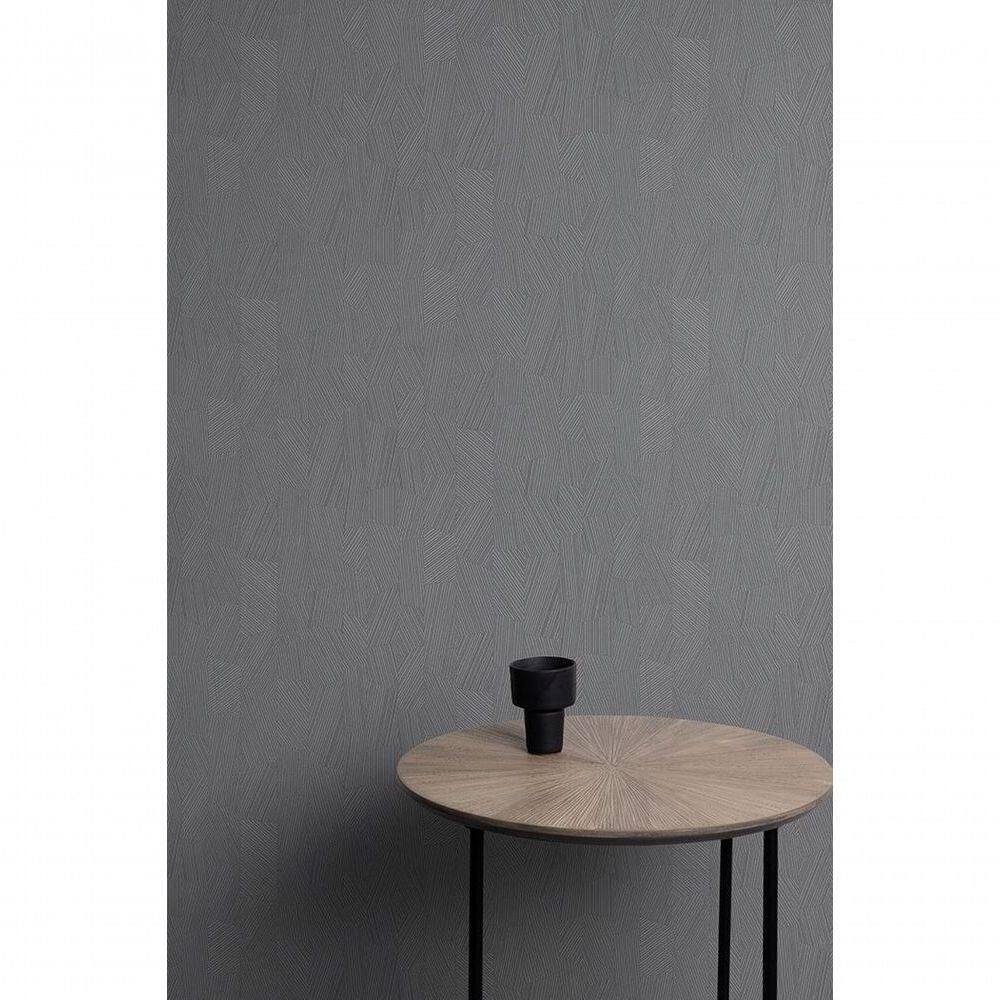 Papel De Parede Muse Geométrico Metalizado Cinza Mu3007