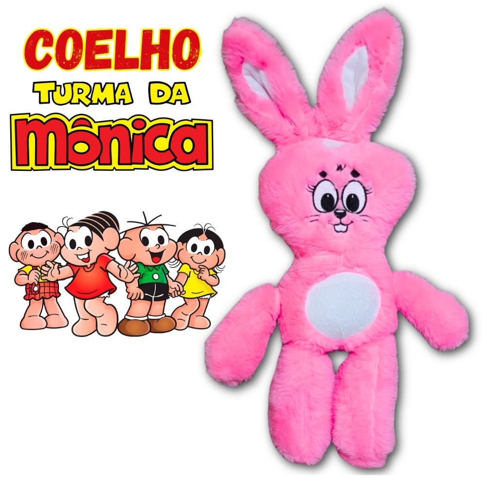 Pelúcia Coelho da Monica ROSA de 50cm Rosa GRANDE Linda Pelucia Macia - PANAMI
