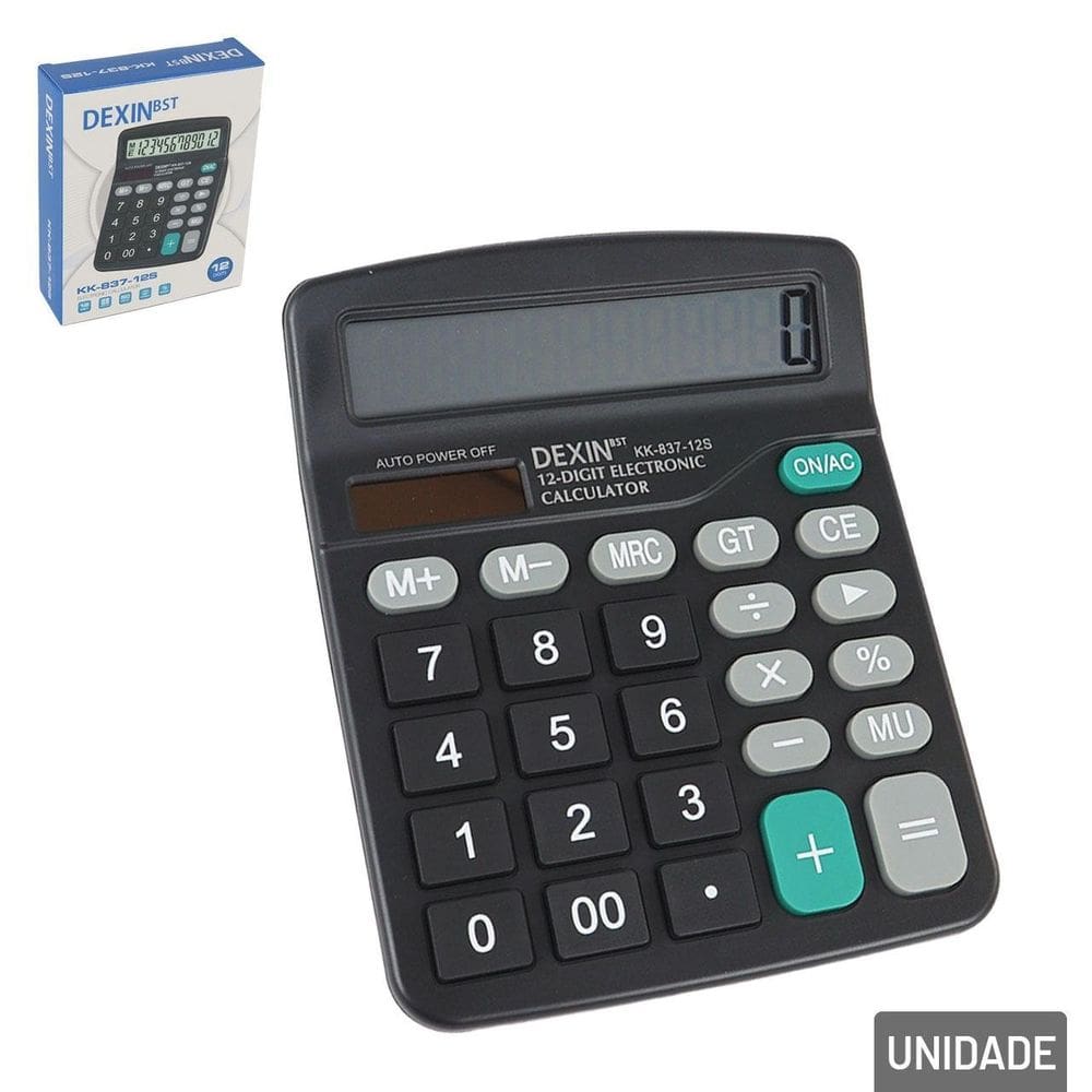 Calculadora de Mesa 12 Dígitos Solar Preto