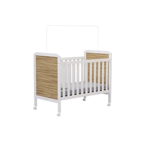Berço Infantil Cloe 2 em 1 Branco/Amendoa - Peroba