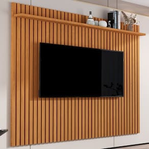 Painel para TV Até 80 Polegadas Morfeu Ripado 1 Prateleira Natural 680 - Pnr Móveis