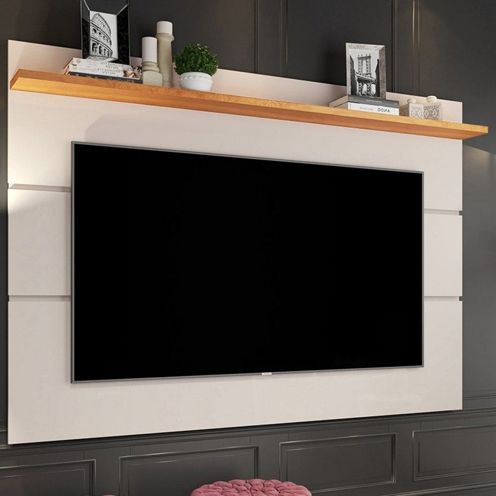 Painel para TV Até 60 Polegadas Hemera 1 Prateleira Off White/Natural - Pnr Móveis