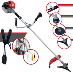 Roçadeira Lateral Multifuncional Anmax CG520P-TB À Gasolina Motor 2 Tempos 2,2HP 52cc 10.000rpm Kit Extra de Faca 3 Pontas e Faca 40 Dentes de Vídea