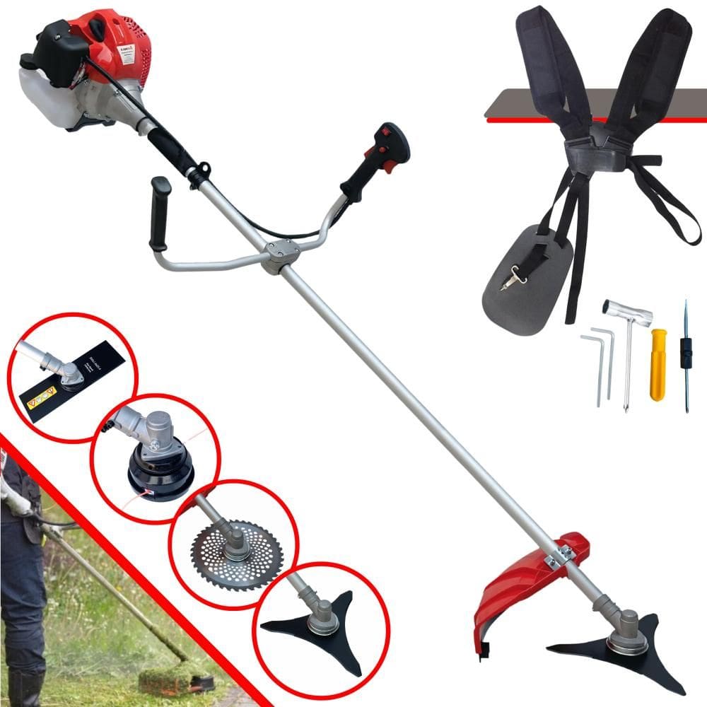 Aparador de Grama Anmax CG520P À Gasolina 2T 52cc 2,2HP 10.000rpm Com Carretel de Nylon + Lâmina Facão + Lâmina 3 Pontas + Lâmina 40 Dentes de Vídea