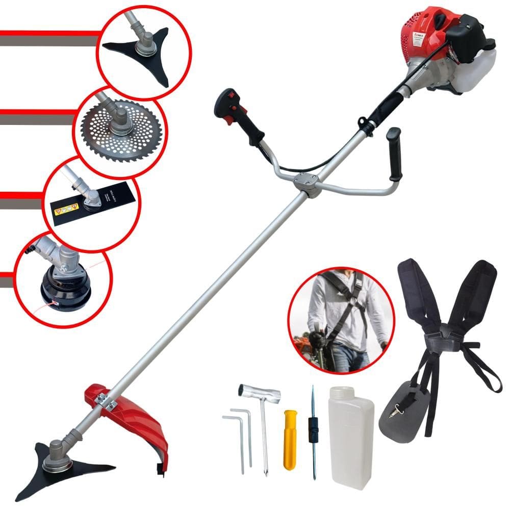 Roçadeira À Gasolina Anmax CG520P TB 52cc 2,2HP Alta Performance Com 4 Opções de Corte Com Carretel + Faca 2 Pontas + Faca 3 Pontas + Faca 40 Dentes