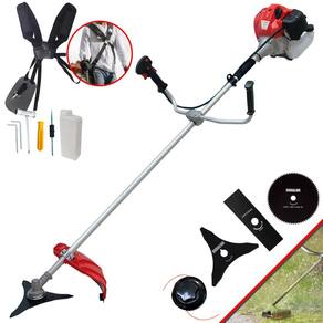 Roçadeira À Gasolina Completa Anmax CG520P-TB Motor 2T 2,2HP 52cc 10.000rpm Com Carretel e Lâmina Facão + Kit Lâminas 3 Pontas e Disco 80 Dentes