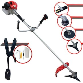 Roçadeira Anmax CG520PTB À Gasolina 2T 52cc 2,2HP Alta Performance Com 4 Opções de Corte Com Carretel + Faca 2 Pontas + Faca 3 Pontas + Faca 80 Dentes
