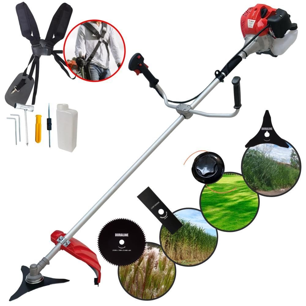 Roçadeira Podador de Grama À Gasolina Anmax CG520P-TB 52cc 2,2HP 10.000rpm + Lâmina 2 Pontas + Lâmina 3 Pontas + Lâmina Circular 80 Dentes + Carretel