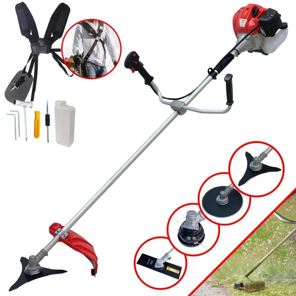 Roçadeira Aparador de Grama Anmax CG520P TB À Gasolina 2T 52cc 2,2HP 10.000rpm Com Carretel de Nylon + Lâmina Facão + Lâmina 3 Pontas + Lâmina 80 Dent