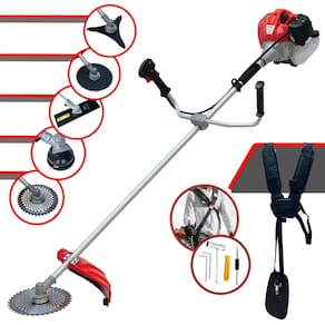 Roçadeira Multifunções Completa Anmax CG520P-TB À Gasolina 2T 2,2HP 52cc 10.000rpm + Kit Extra de Faca 3 Pontas, Faca 40 Dentes Vídea e Faca 80 Dentes