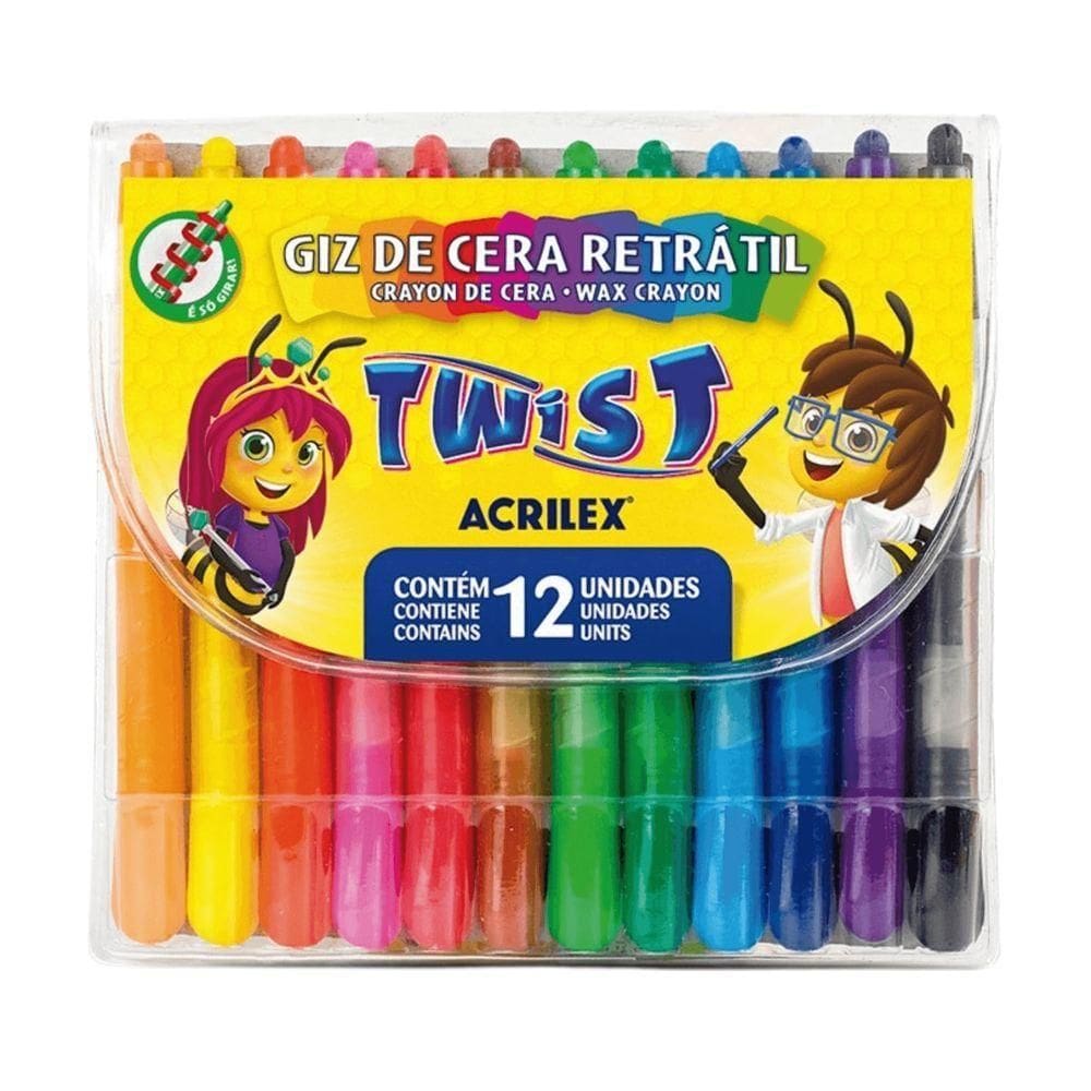 Giz De Cera Retrátil Twist C- 12 Cores - Acrilex